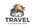 Tourist bus vector logo on white background. Royalty Free Stock Photo