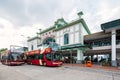 Tourist buses outside Central Pier waiting for passengers. Royalty Free Stock Photo