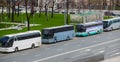 Tourist Buses parked in the center of the city