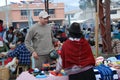 Tourist buying souvenirs in a market in Ecuador Royalty Free Stock Photo