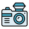 Tourist camera icon vector flat