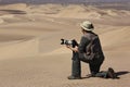 Tourist with camera - Namib Desert - Namibia Royalty Free Stock Photo