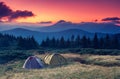 Tourist camp in a mountains.