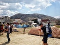 Tourist camp in the mountains, the tent city