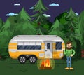 Tourist camp poster with travel trailer