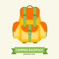 Tourist Camping Backpack Card. Vector