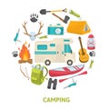 Tourist Camping Decorative Icons Set Royalty Free Stock Photo