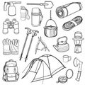 Tourist and camping equipment. Hiking, traveling.