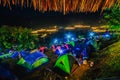 Tourist camping in the mountain Doi SureYa,Doi Inthanon, ChiangMai,of Thailand with foggy in evening Royalty Free Stock Photo