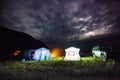 Tourist camping at sea coast at night Royalty Free Stock Photo