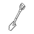 Tourist camping shovel, the inventory of the tourist. Garden shovel. A tool for digging up land and transplanting plants