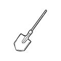 Tourist camping shovel, the inventory of the tourist. Shovel for earthworks