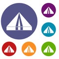 Tourist camping tent icons set Royalty Free Stock Photo