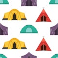 Tourist Camping Tents Seamless Pattern