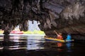 tourist canoe through small cave, Phang Nga