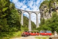 Tourist car near Landwasser Viaduct, Filisur, Switzerland