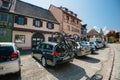 Tourist car parked in central part of the village