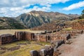 Tourist Chincheros ruins peruvian Andes Cuzco Peru