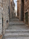 Tourist city by the Adratic sea - Sibenik, Croatia. The old stones, narrow street and stairs