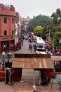 Tourist coaches outside the main gateway of Jama Masjid Mosque