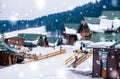 Tourist cottages in the ski resort Royalty Free Stock Photo