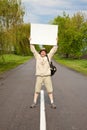 Tourist on a country road