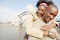 Tourist couple in London with map.