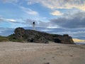 Tourist on the Coversea beach at sunset