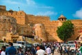 Tourist crowd Jaisalmer Golden fort Sonar Quila. Jaisalmer, Rajasthan, India