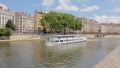 Tourist cruise boat on river Rhone in Lyon