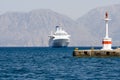 Tourist cruise sea liner sails to lightship in roc