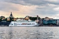 Tourist cruise ship moored at the pier in Stockholm Royalty Free Stock Photo