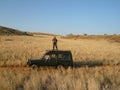 Tourist in Damaraland in Namibia Royalty Free Stock Photo