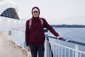 Tourist on a deck of cruise ship Royalty Free Stock Photo