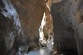 Tourist in deep Saklikent canyon in southern Turkey