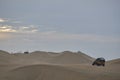 Tourist desert landscape with sand sunny day summer ica peru and with dunes