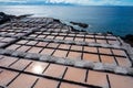 Tourist destination on south of La Palma island, salinas in Fuencaliente, natural sea salt production on Canary islands, Spain Royalty Free Stock Photo