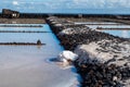 Tourist destination on south of La Palma island, salinas in Fuencaliente, natural sea salt production on Canary islands, Spain