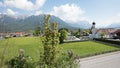 Tourist destination wallgau with church and mountain view