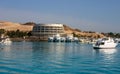 Tourist diving yachts anchored near the pier of the Egypt Hotel, Red Sea, Egypt