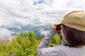 Tourist on Doi Pha Tang view point Royalty Free Stock Photo