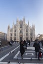 Tourist in Dome square in front of Milan`s Dome Royalty Free Stock Photo