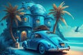 Tourist Dream Blue Luxury, AI generated Royalty Free Stock Photo