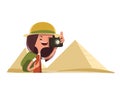 Tourist in Egypt taking photos illustration cartoon character