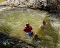 Tourist enjoy the beautiful of Lasir waterfall, Kenyir Lake, Terengganu. Lasir waterfall also