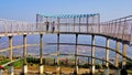 Tourist enjoying beautiful view from top of Nandi hills