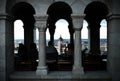 tourist are enjoying drinks at the fisherman's bastillon while looking over the cityscape with a prime view over the parliament