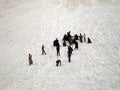 Tourist enjoying traditional kashmiri sledge snow ride, Srinagar