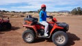 A tourist enjoys the desert ride in Sedona, Arizona.