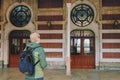 Tourist enter the door of Sirkeci train station in Istanbul, Turkey.